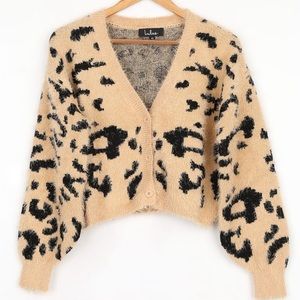 Leopard print cardigan. Worn once, like new! Size XS.